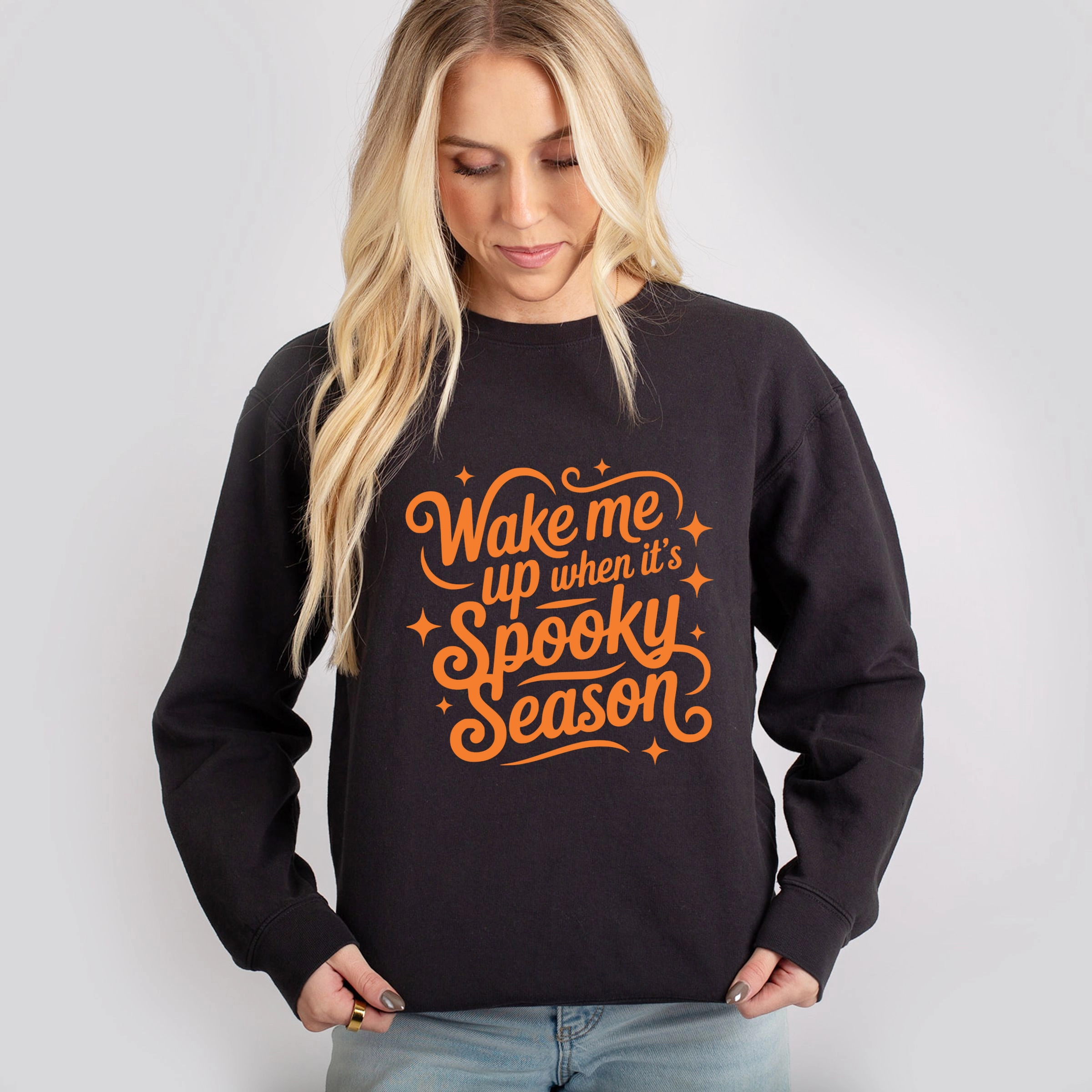 Simply Sage Market - Women's Lightweight Garment Dyed Sweatshirt Wake Me Up When It's Spooky Season