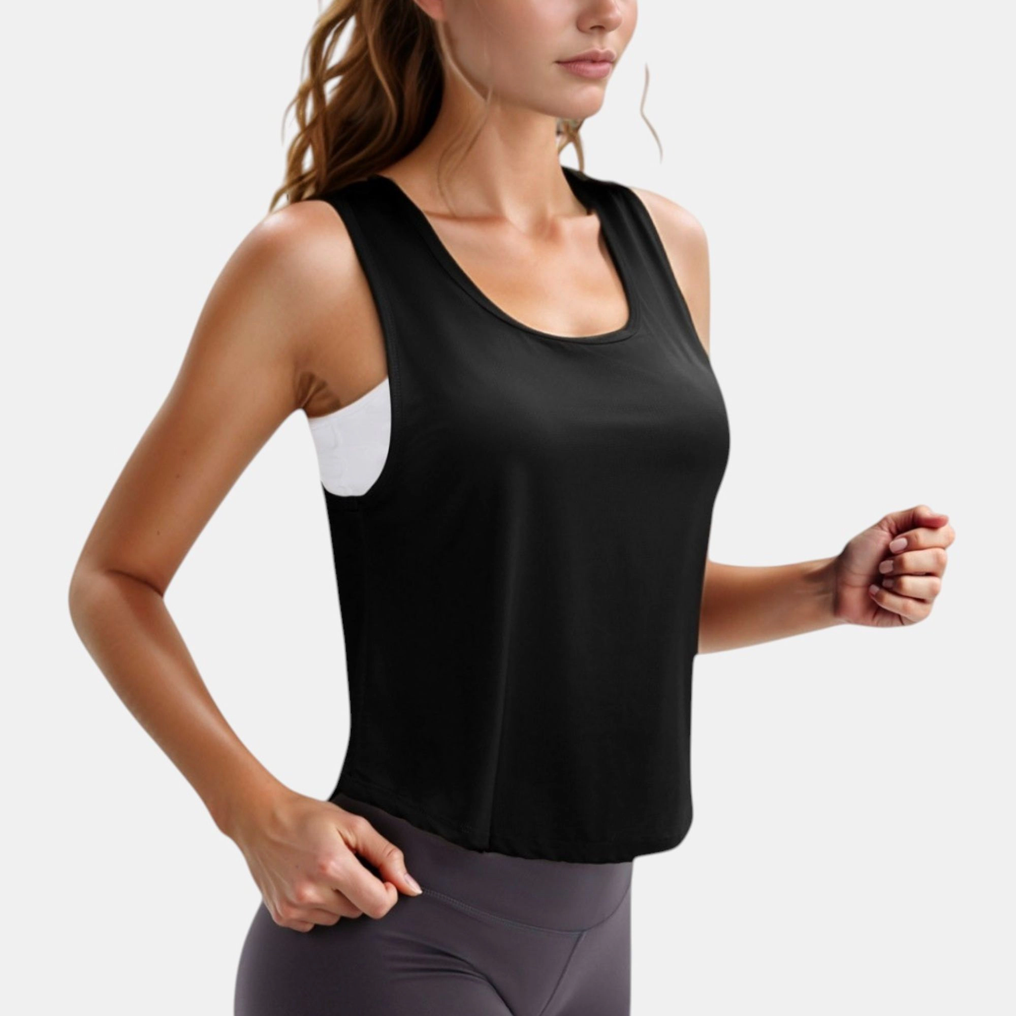 Anna-Kaci Womens Cropped Scoop Neck Sleeveless Workout Tank Top
