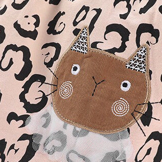 MyKids-USA Baby Girl Cat Embroidered Pattern Patchwork Design Dress