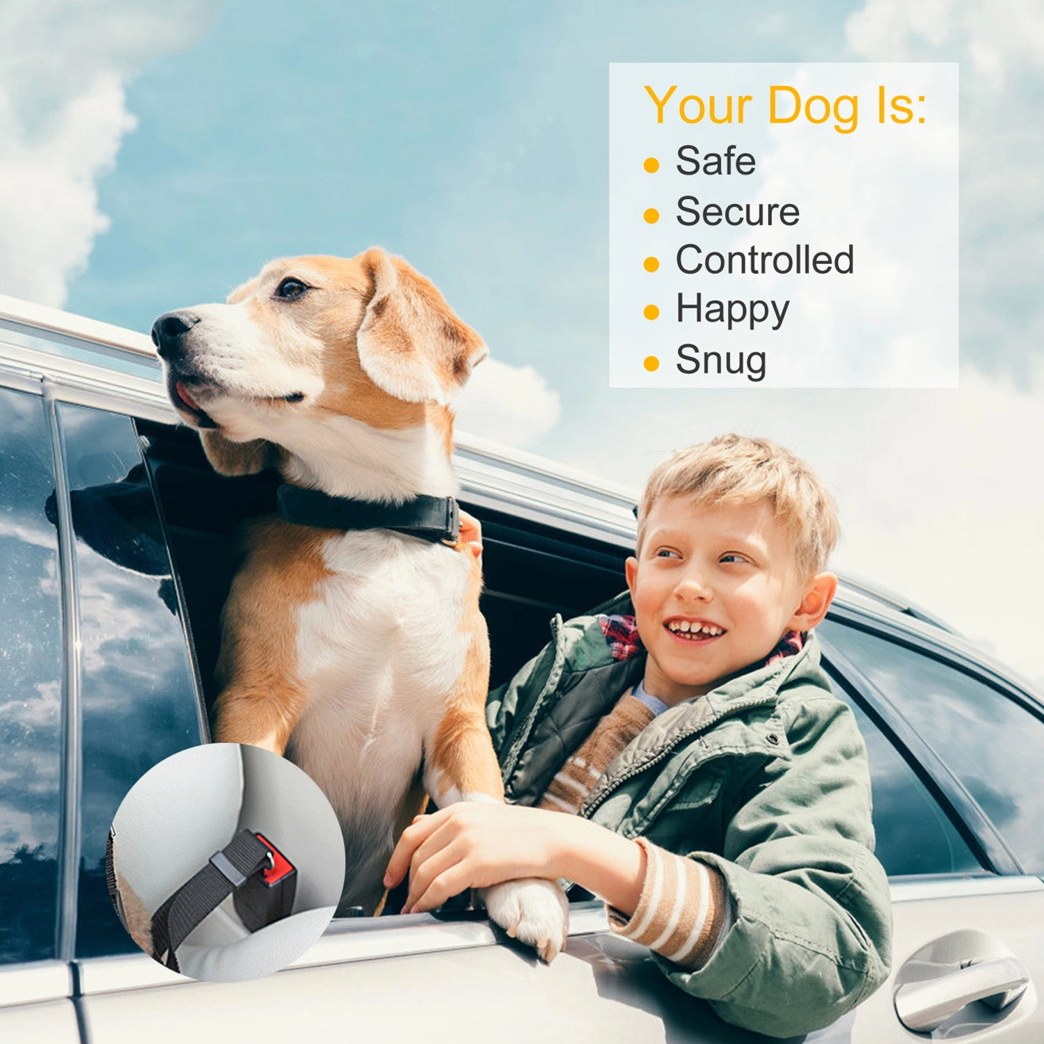 GBruno 2-Piece Nylon Pet Dog Seat Belt Leash