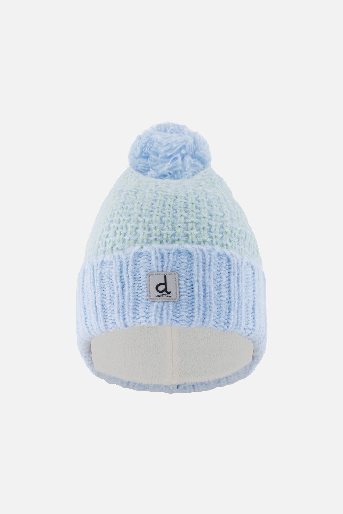 Deux par Girls Textured Winter Knit Hat with Pompom and Folded Cuff