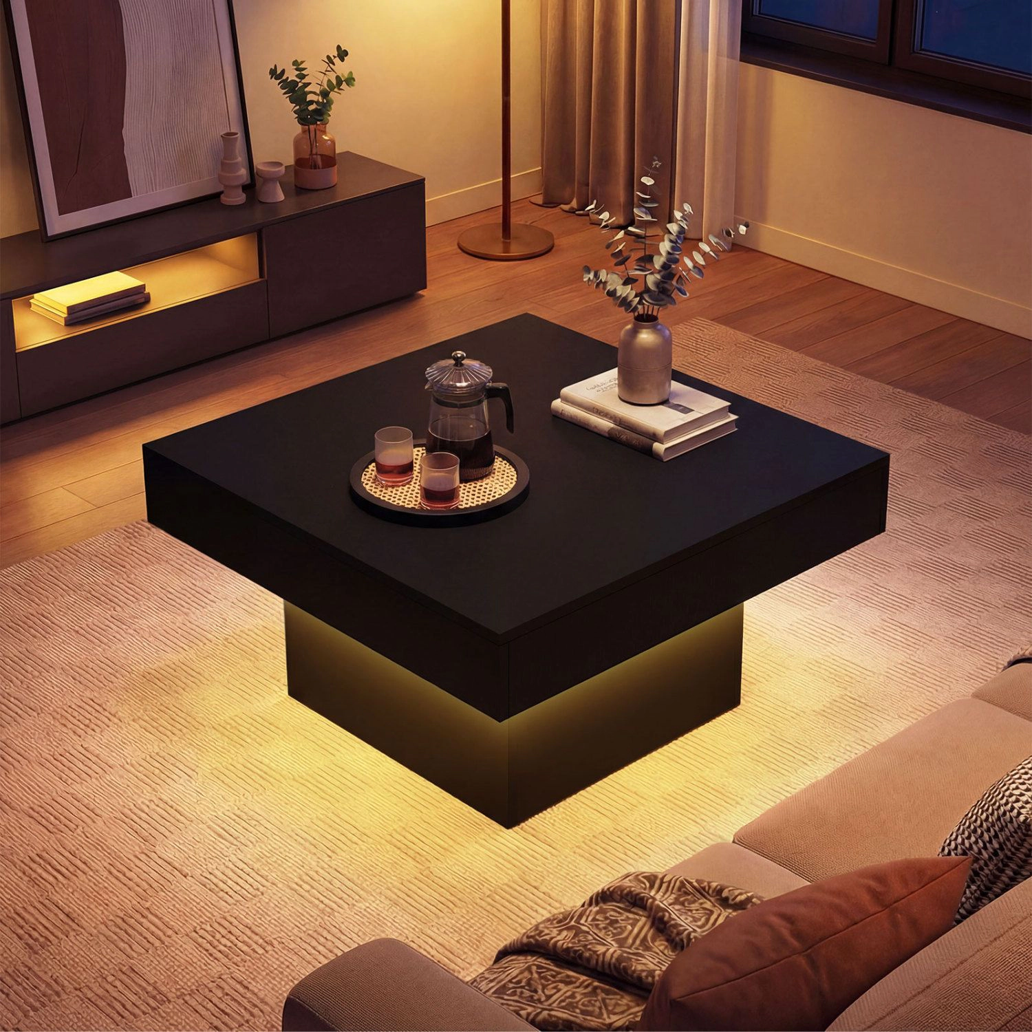 SlickBlue Coffee Table with LED Lights and RGB Dynamic Modes