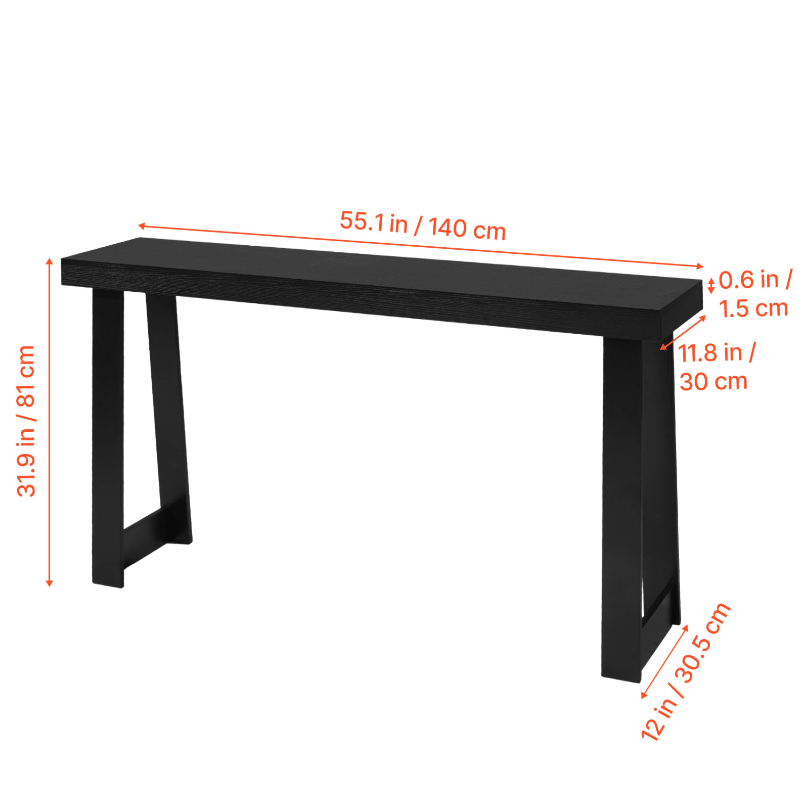 HONGGE Farmhouse Console Table Behind Couch, Wooden Rectangle Narrow Sofa Desk for Hallway Bedroom Living Room Foyer