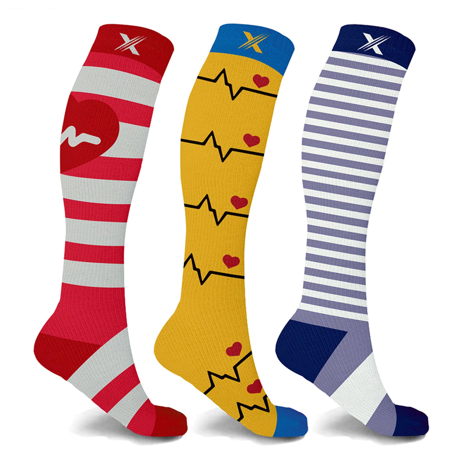 Extreme Fit Compression Socks - Knee High For Running, Athletics, Travel 3 Pair