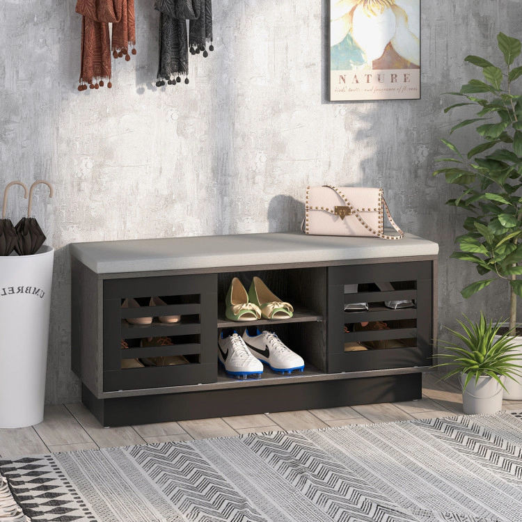 Hivvago Shoe Bench with 6 Storage Compartments and 3 Adjustable Shelves