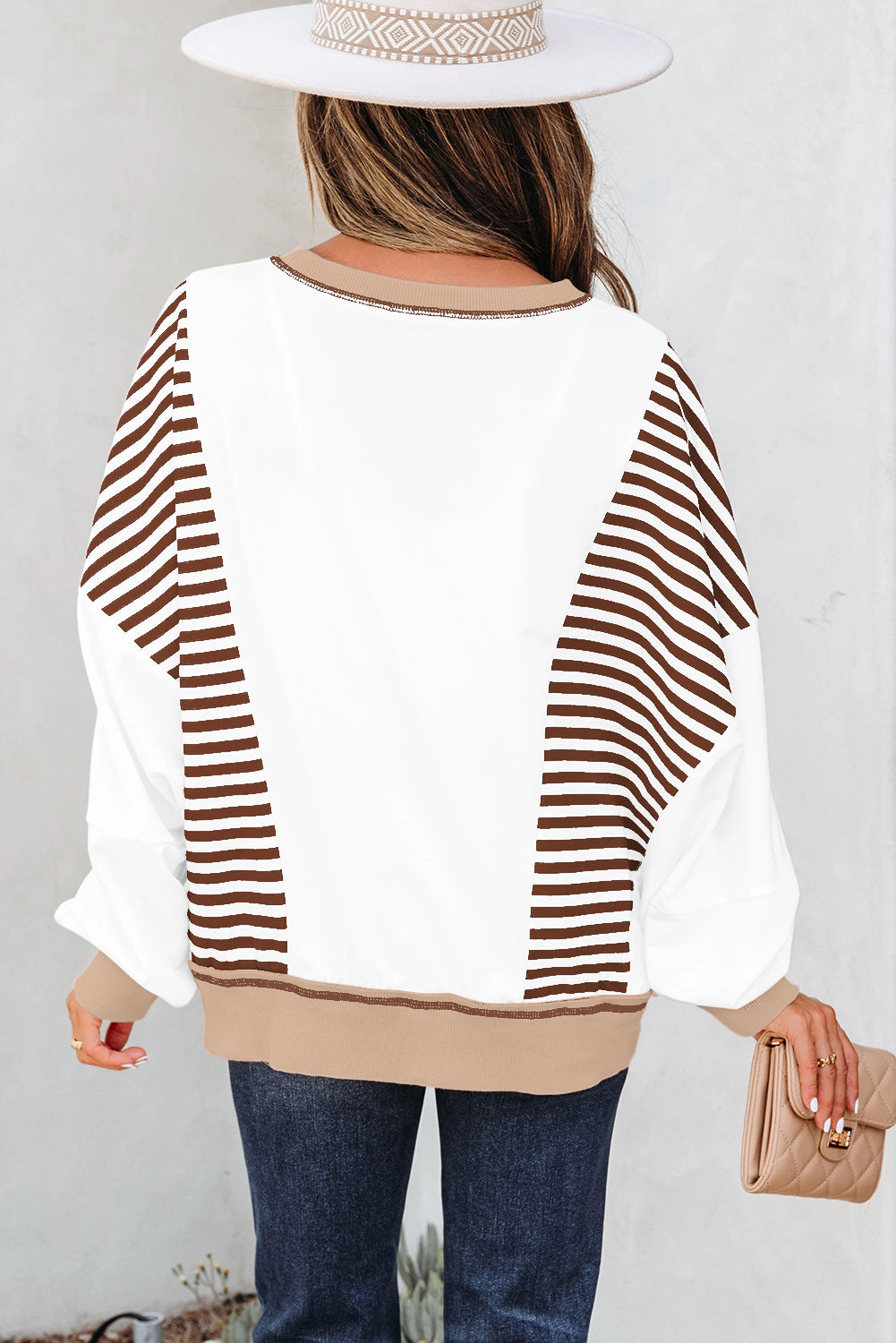 Threaded Pear Women's Zyla Contrast Stitching Oversize Sweatshirt