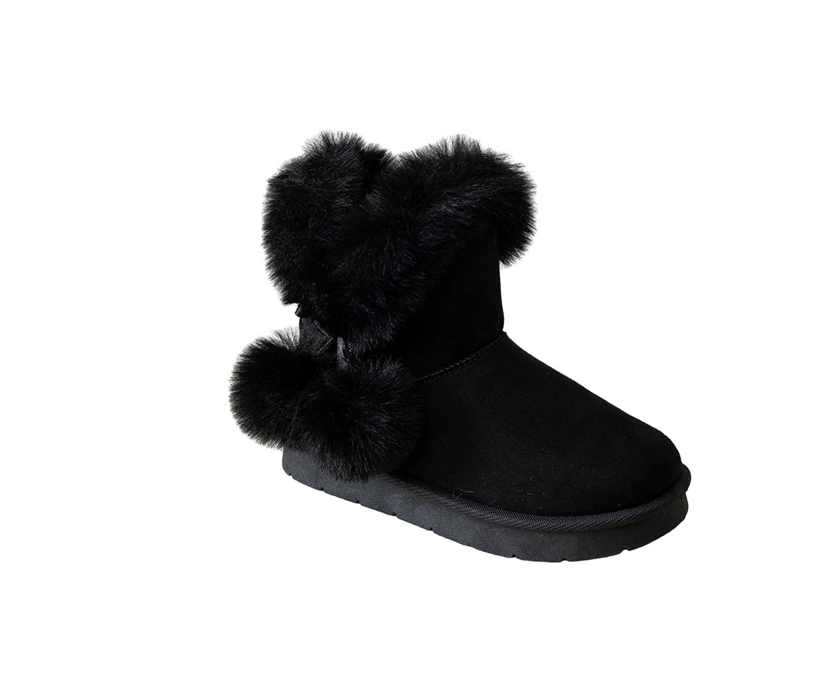 Bebe Girl's Cozy Boot with Fur Trim and Pom Detail