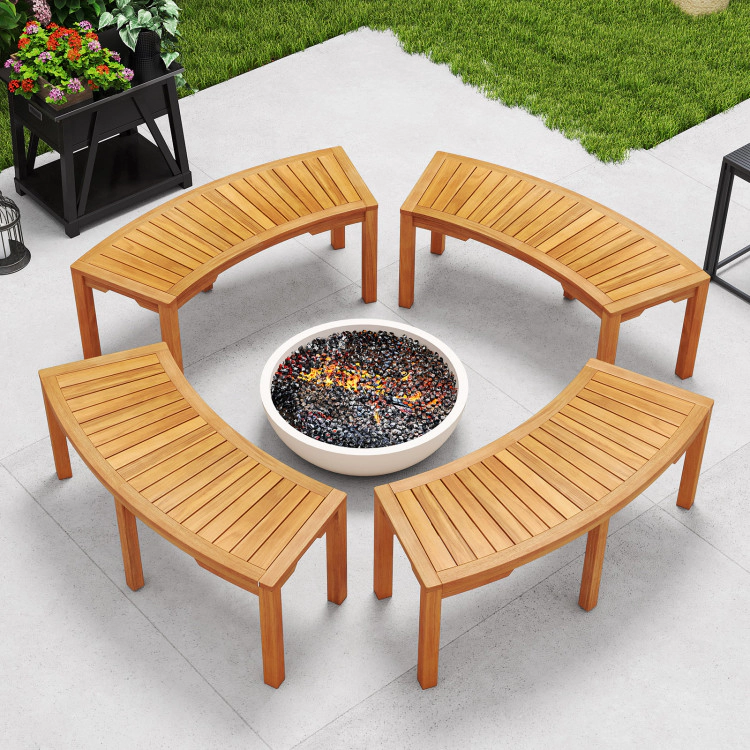 Hivvago Set Of 2 Acacia Wood Outdoor Garden Benches- 2 Pieces