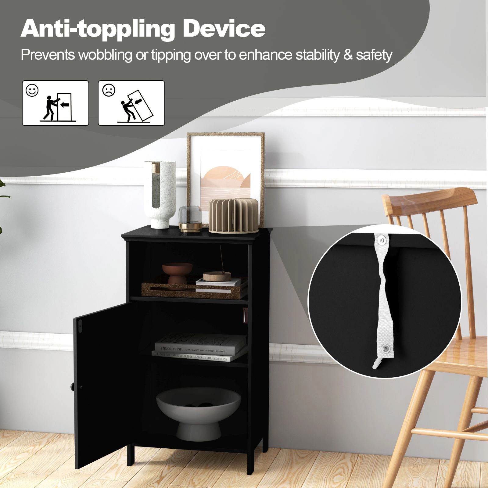SlickBlue Compact Bathroom Organizer Cabinet for Home and Multiple Rooms