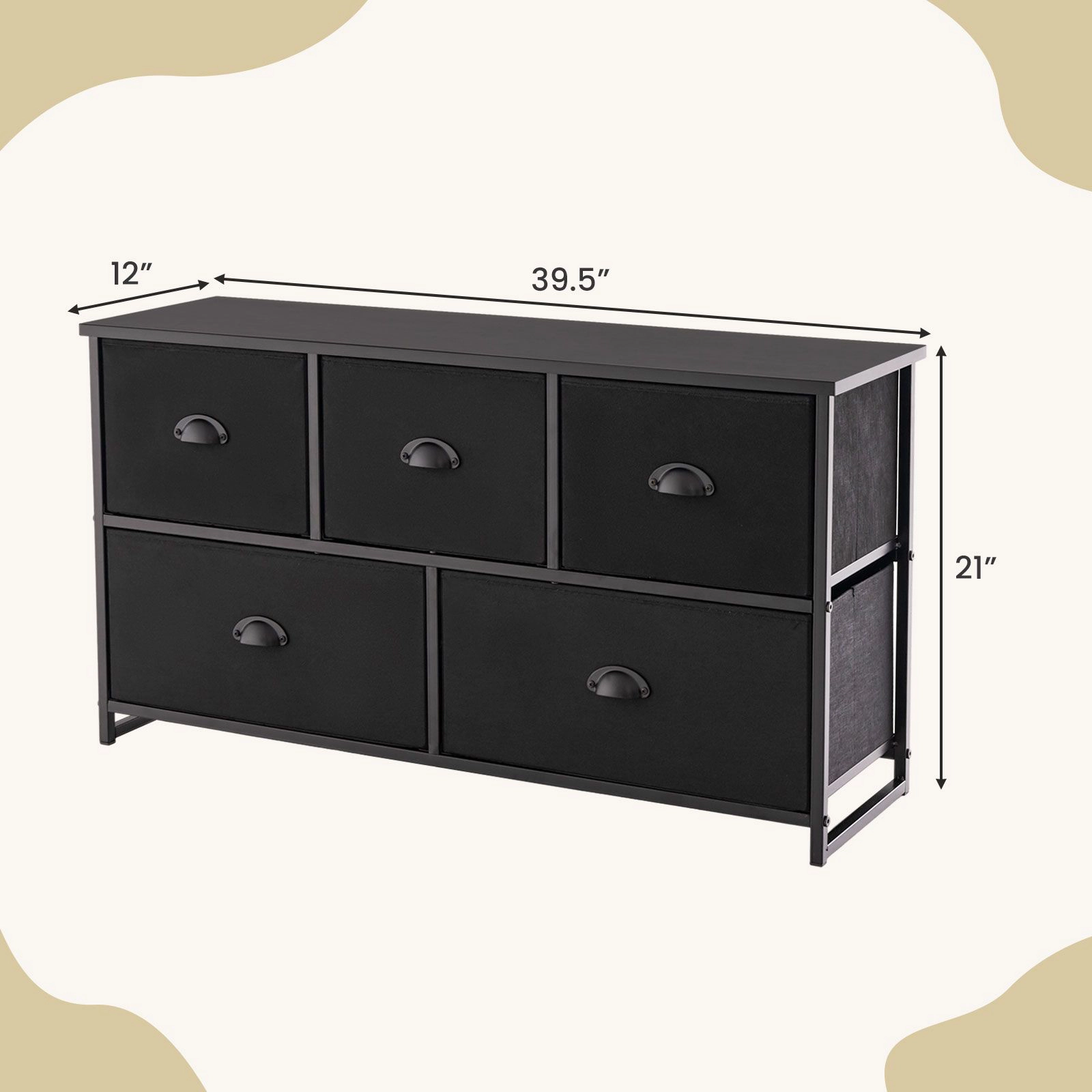 SlickBlue 5 Drawer Storage Cabinet with MDF Top and Steel Frame