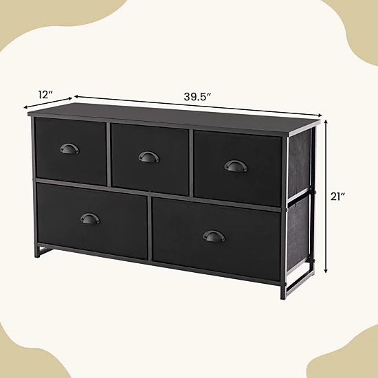 SlickBlue 5 Drawer Storage Cabinet with MDF Top and Steel Frame