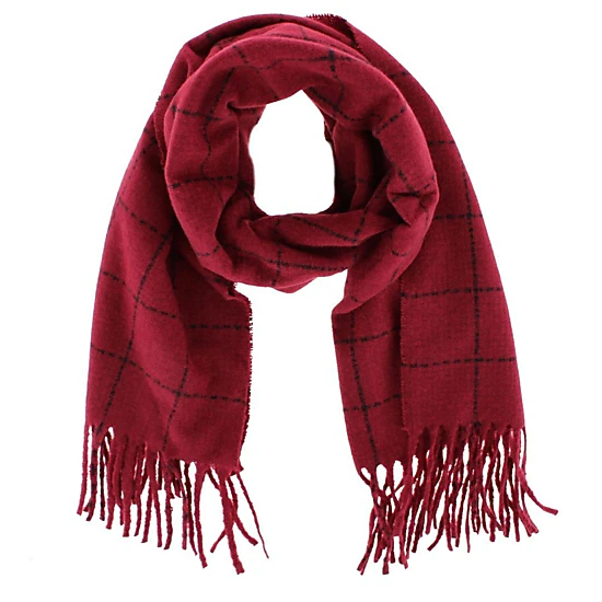CTM® Adult Grid Pattern Soft Winter Scarf with Fringe