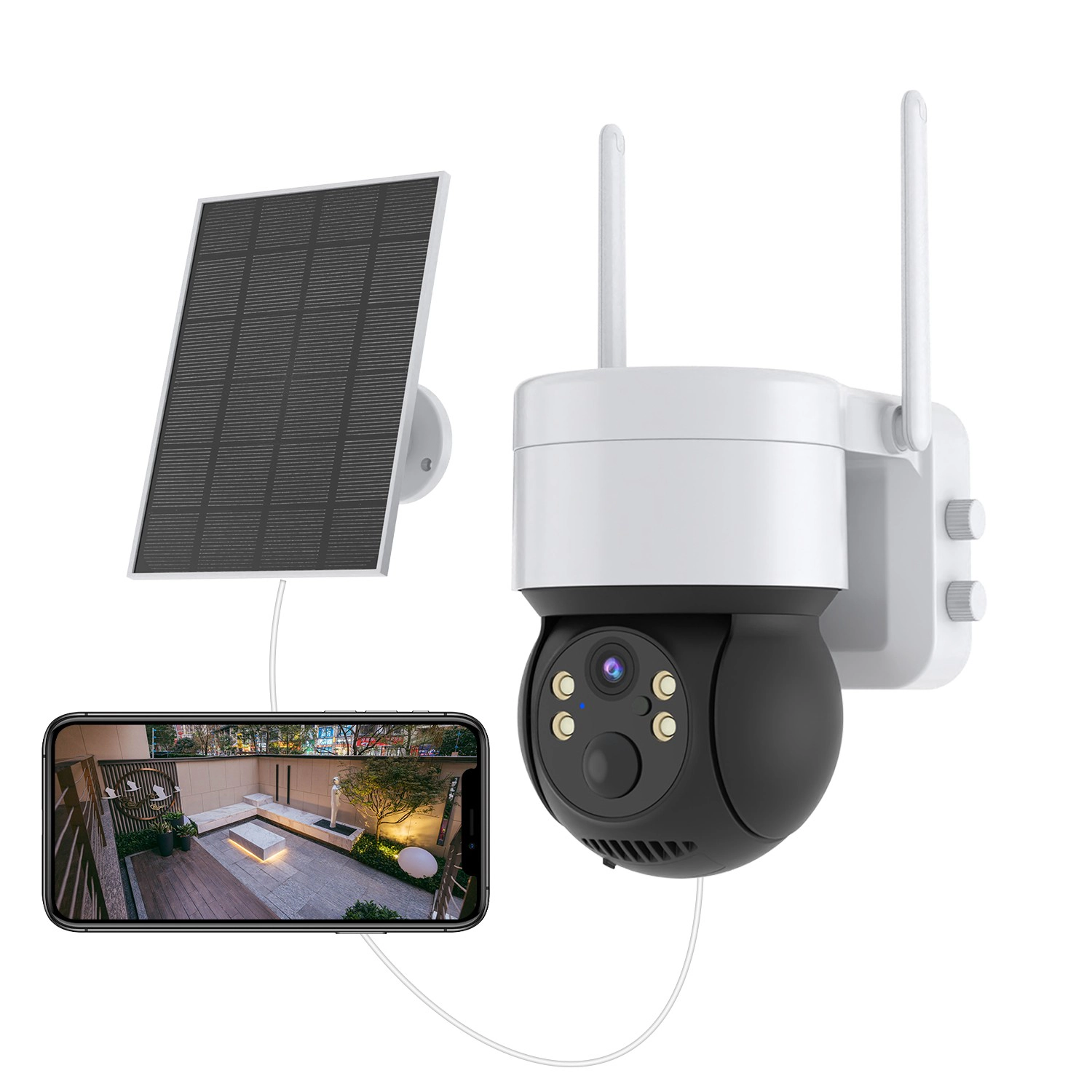 Eco4life 2.5K Solar Wire-Free PTZ Outdoor Security Camera