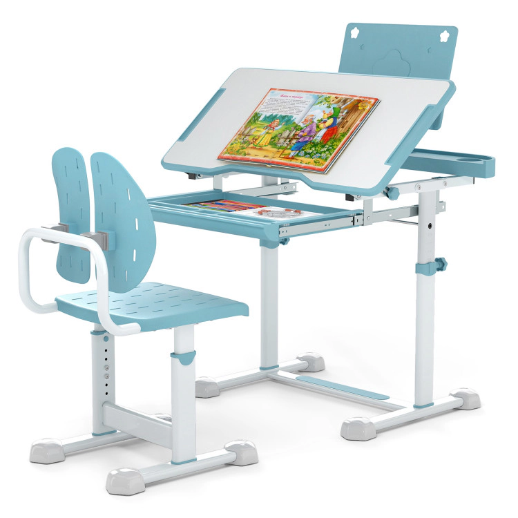 Hivvago Kid'S Study Desk And Chair Set With Tilt Desktop Book Stand