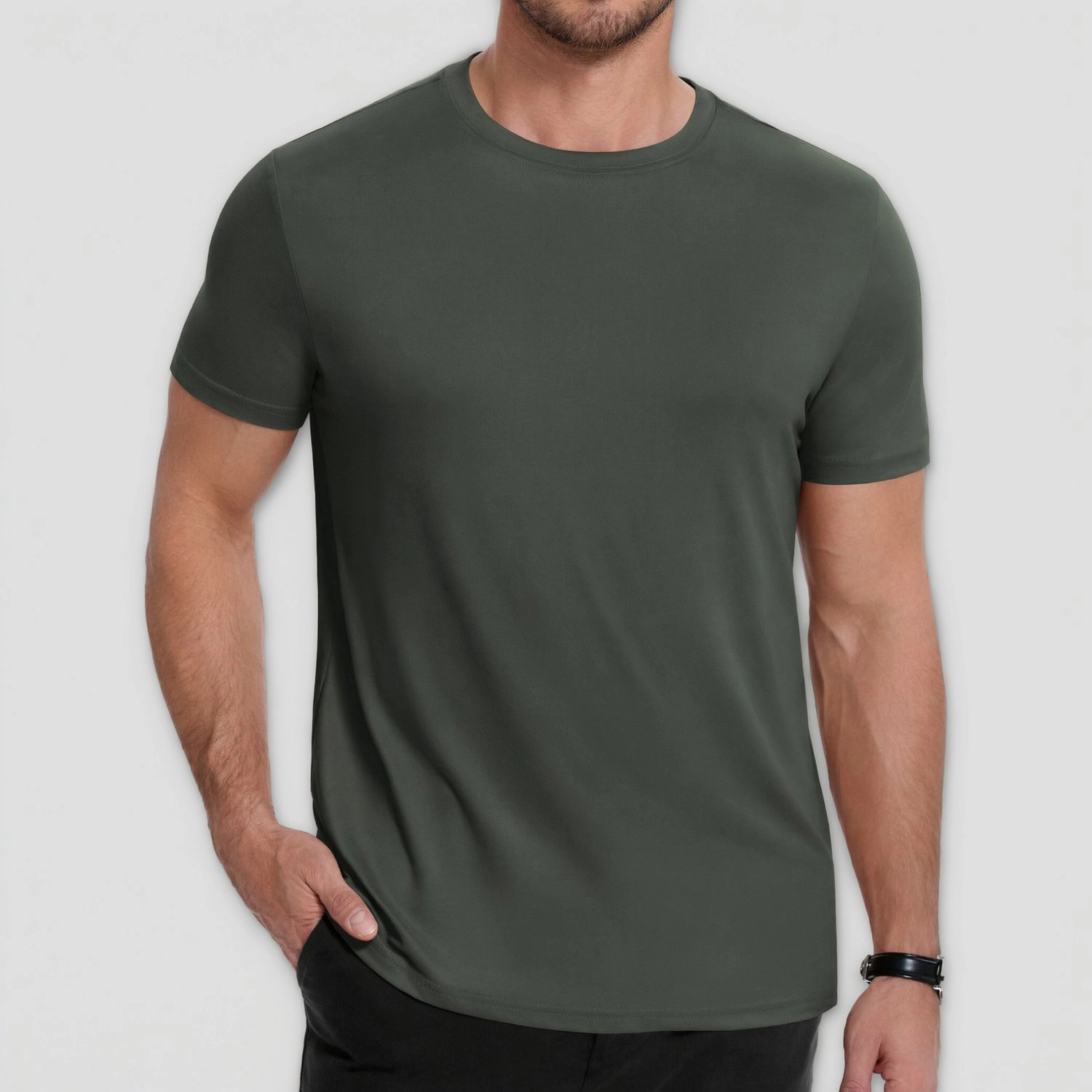 COOFANDY Mens Crew Neck Short Sleeve T-Shirt Basic Tee Curved Hem Casual  Tops