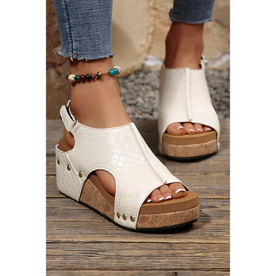 Threaded Pear Mikaela Quilted Studded Platform Sandals