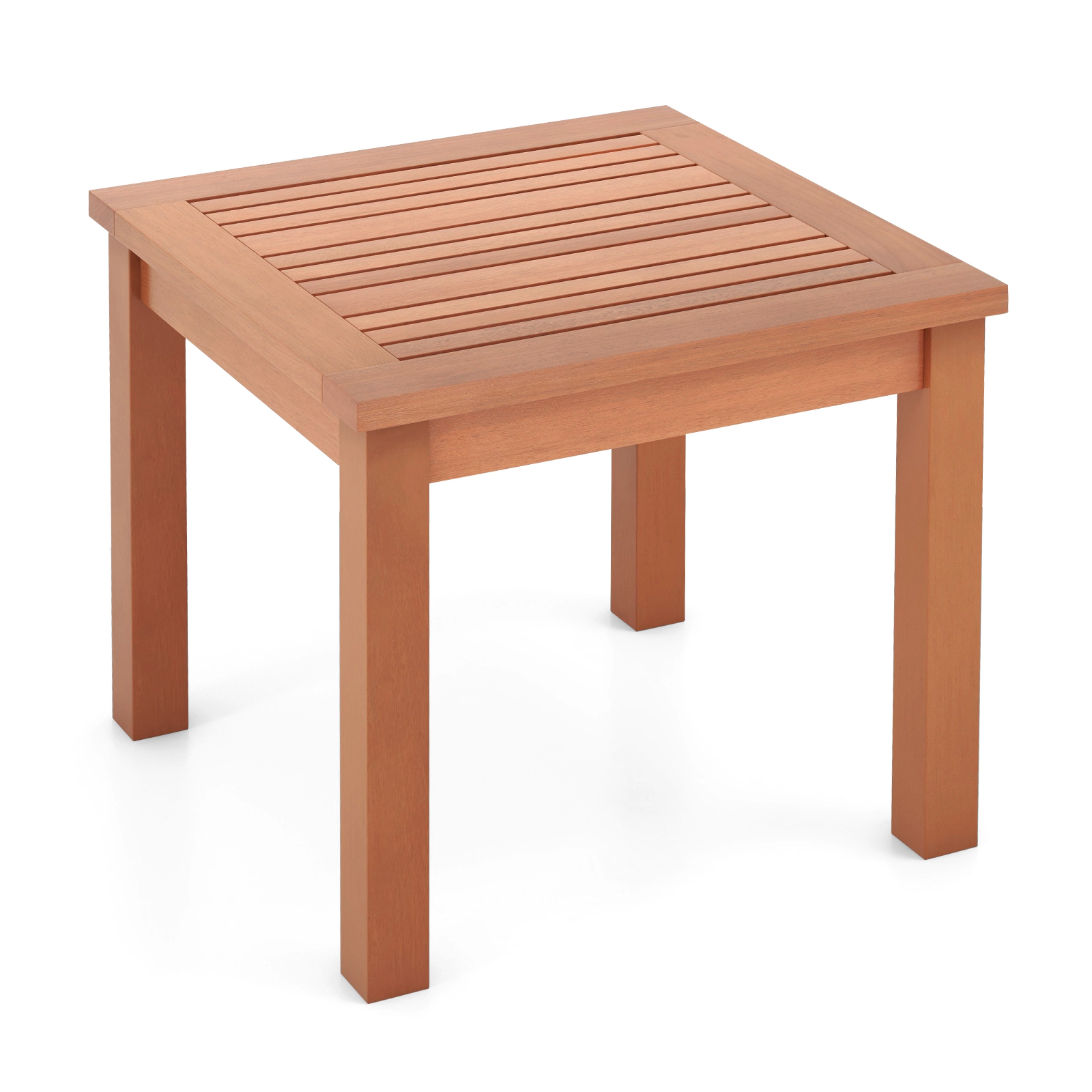 SUGIFT 18-in Square 165-lb Capacity Eucalyptus Wood Outdoor Adirondack Side Table with Slatted Top