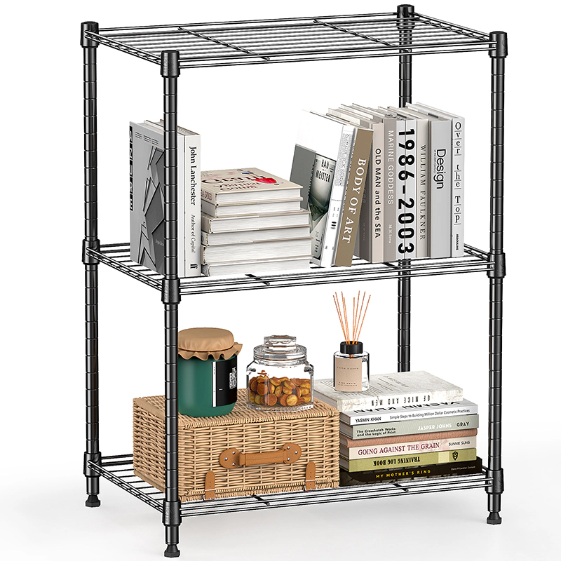 Flynama 3 Tier Utility Wire Shelving 26.4H x 17.7W x 11.8D in 450 LBS Steel Rack for Home Kitchen and Office in Grey