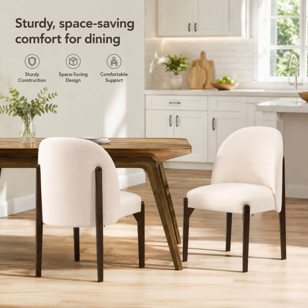 GOODSILO Soft Upholstered Dining Chair Solid Rubber Wood Frame
