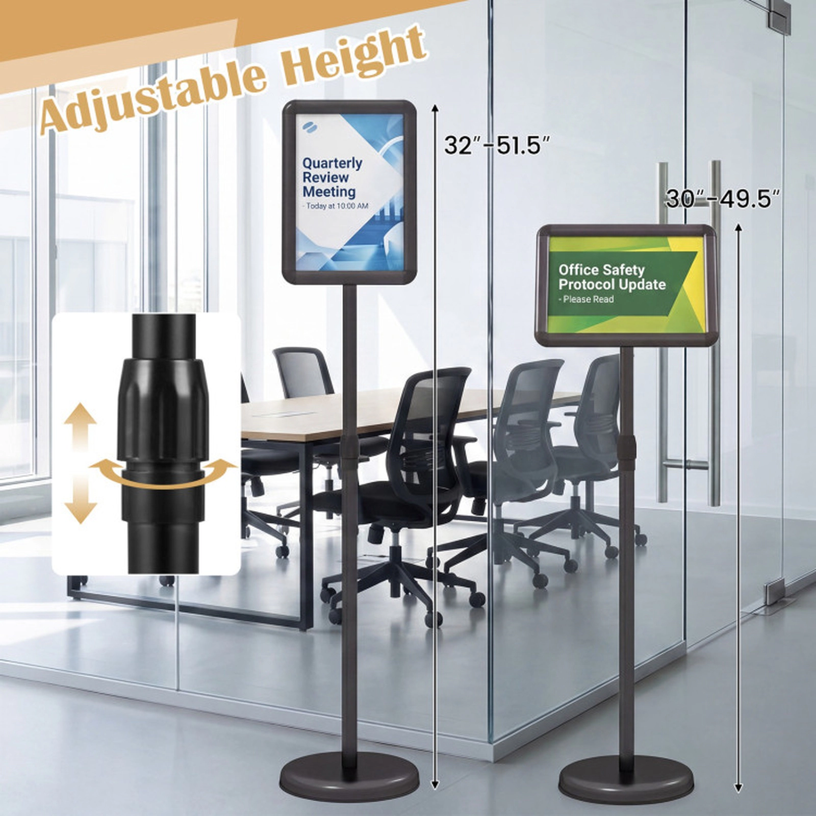 SUGIFT 8.5-in x 11-in Snap-Open Sign Holder Stand with 360-Degree Rotation and Adjustable Height