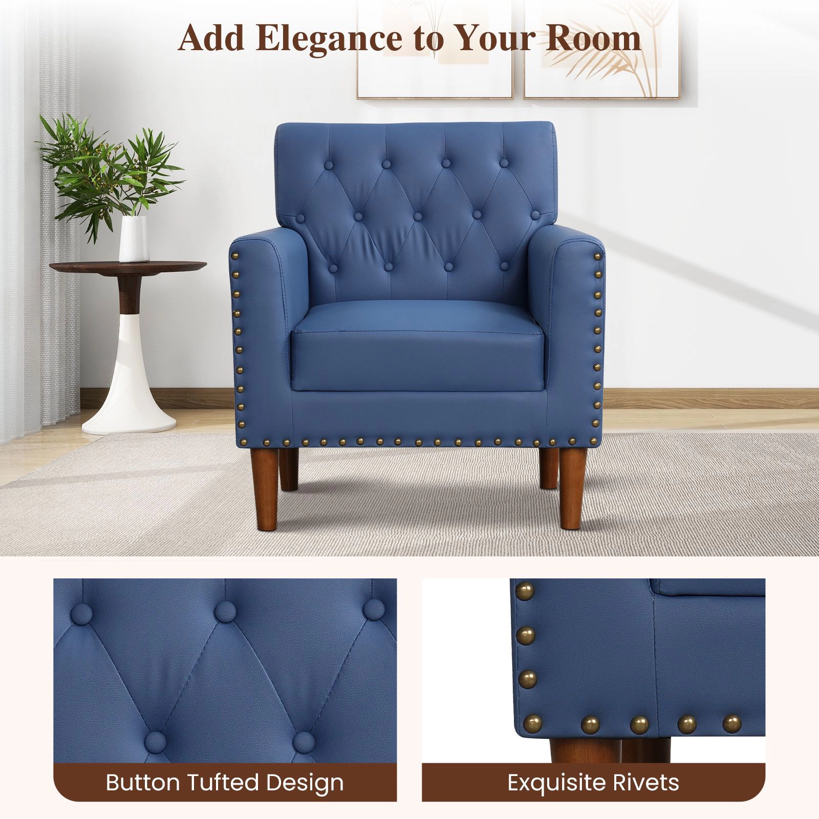 SlickBlue Unisex Modern Faux Leather Accent Chair