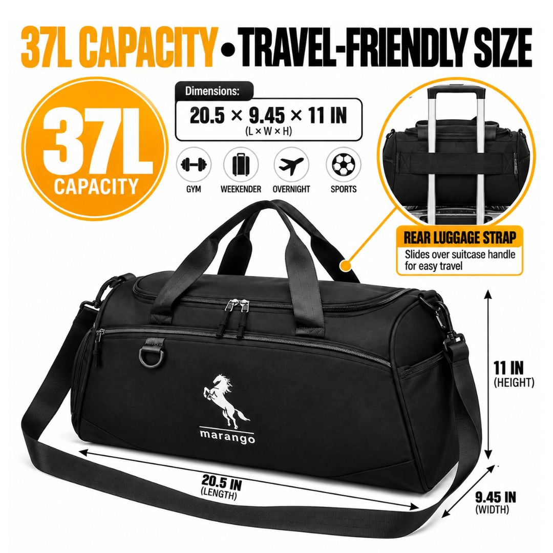 Waterproof Sports Bag with Shoe & Wet Pockets