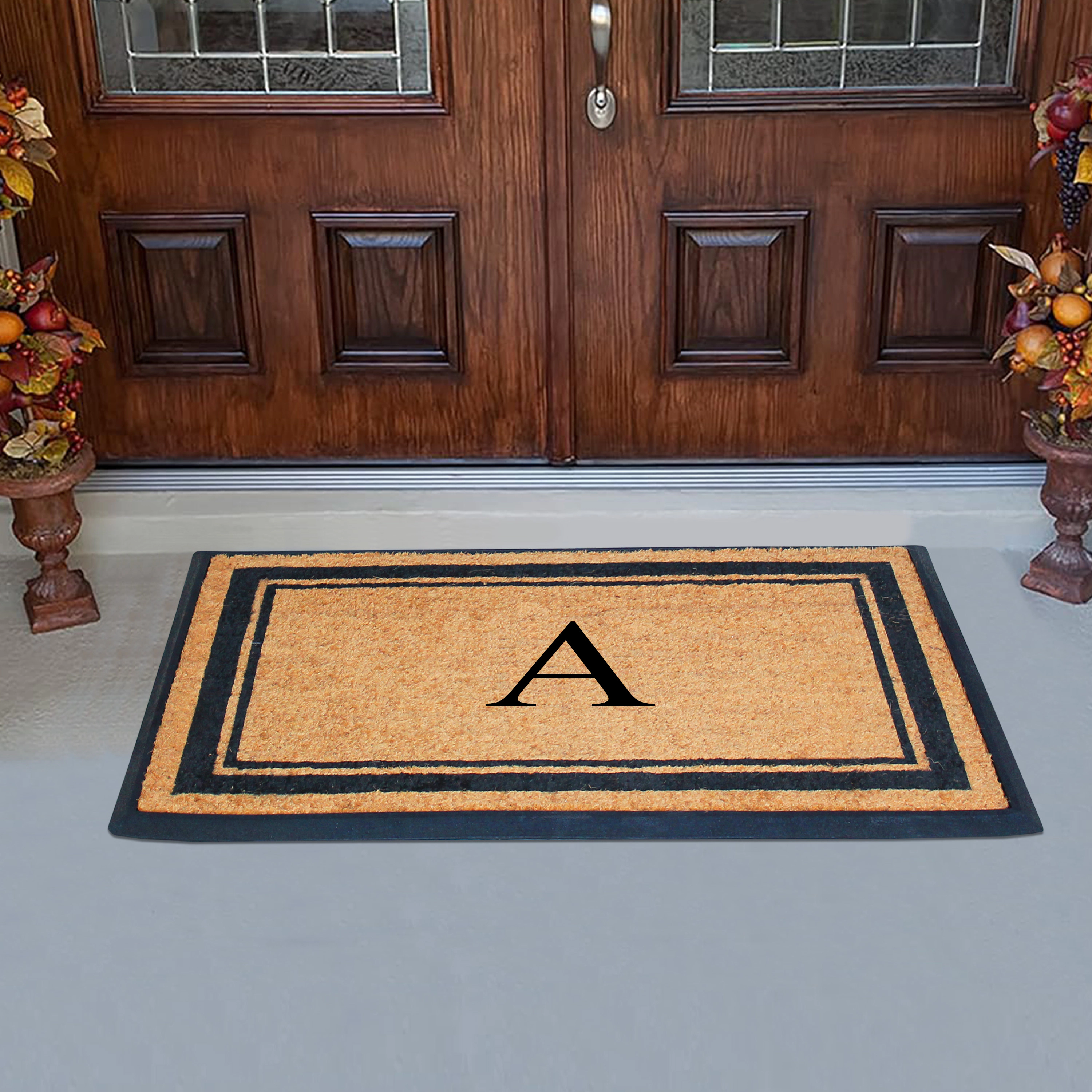 A1 Home Collections Natural Coir & Rubber Front Door Mat Heavy Duty Outdoor Doormat 30 x 48 Letter M
