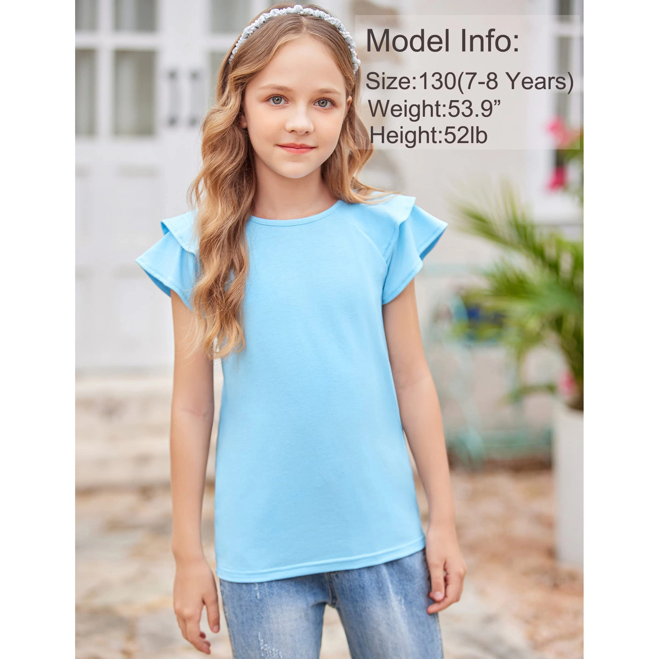 Arshiner Girls T-Shirt Shirts Soft Flatter Sleeve Crewneck Summer Clothes