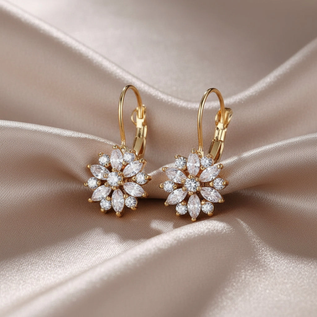 DressAtR Women's Sunflower 24K Gold Plated Earrings
