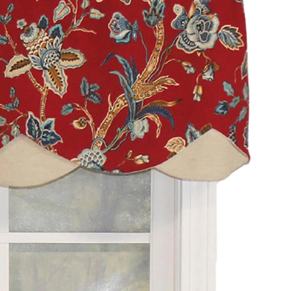 RLF Home Gianna Petticoat Valance Red. 3"Rod Pocket, Contrast Bottom fabric. 50"W x 15"L