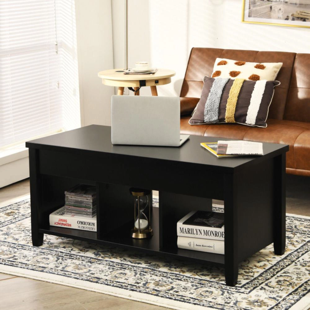 Hivvago Lift Top Coffee Table With Hidden Storage Compartment-Black