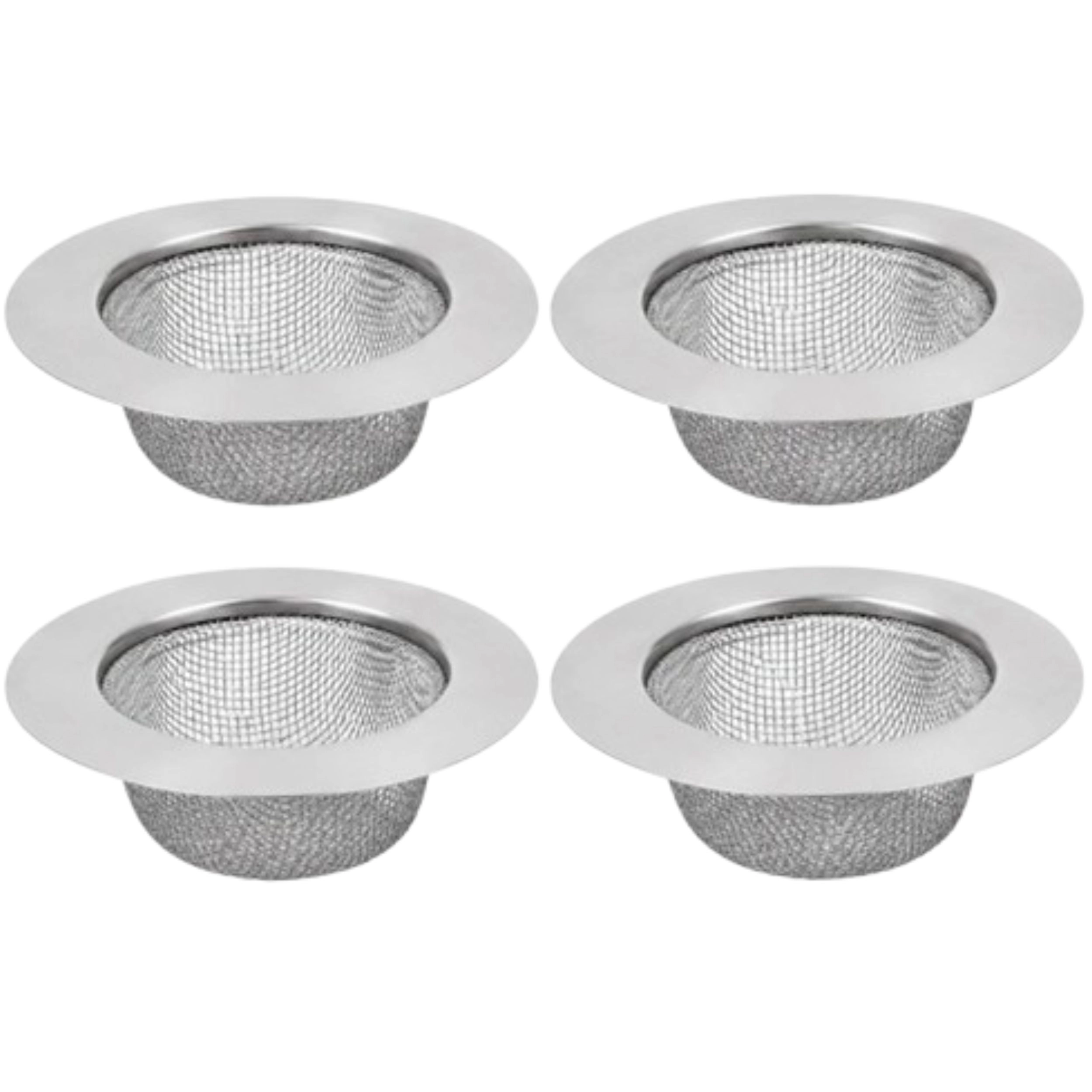 Home Collection Pack of 4, 4.5" Stainless Steel Kitchen Sink Strainer Drain Basket Set