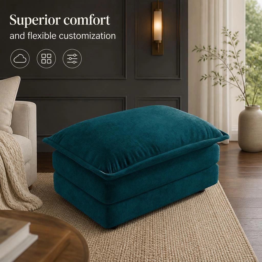 GOODSILO Soft Upholstered Chenille Rectangular Ottoman