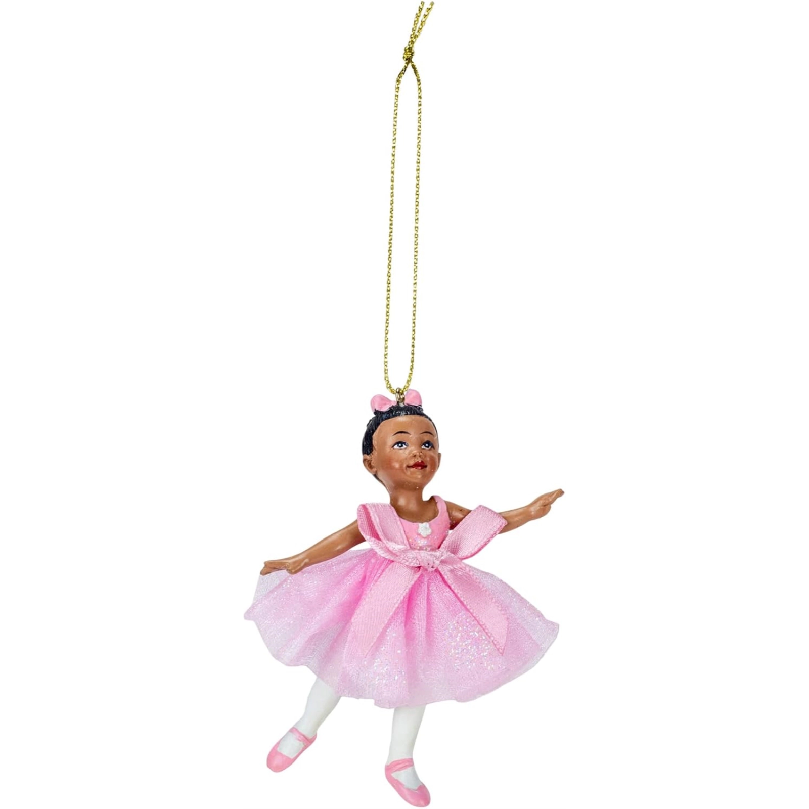 Kurt Adler African American Little Ballerina Dancer Resin Christmas Tree Ornament 3.25 inch