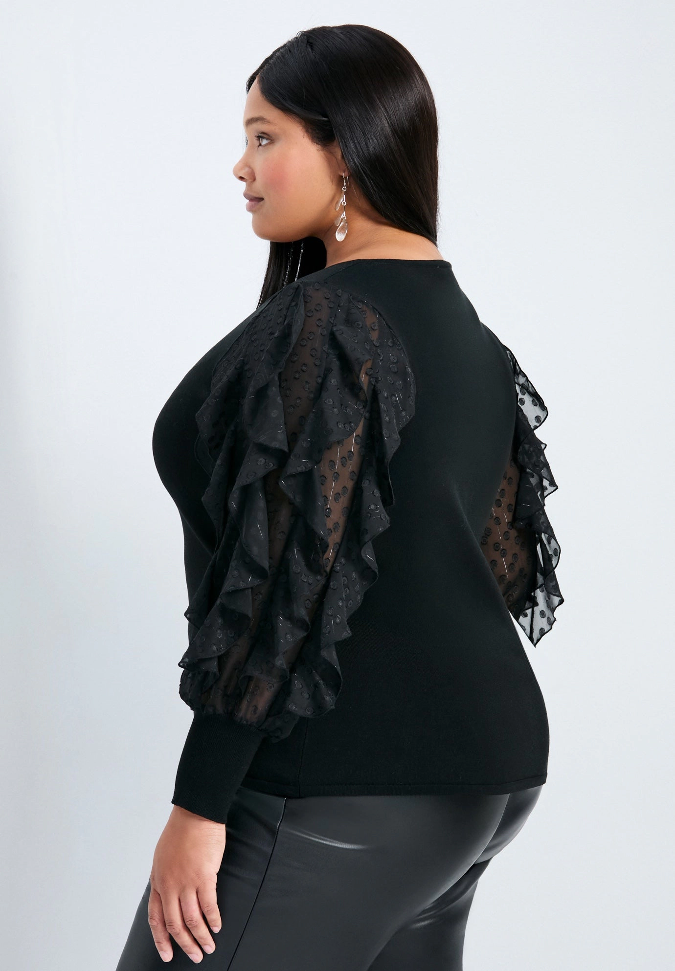 Avenue Women's Plus Frill Sleeve Sweater
