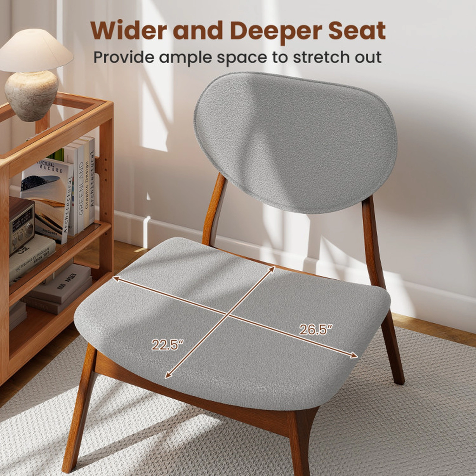 SUGIFT Gray 2 Velvet Chairs and 22-in Solid Wood Side Table 3-Piece Accent Chair Set