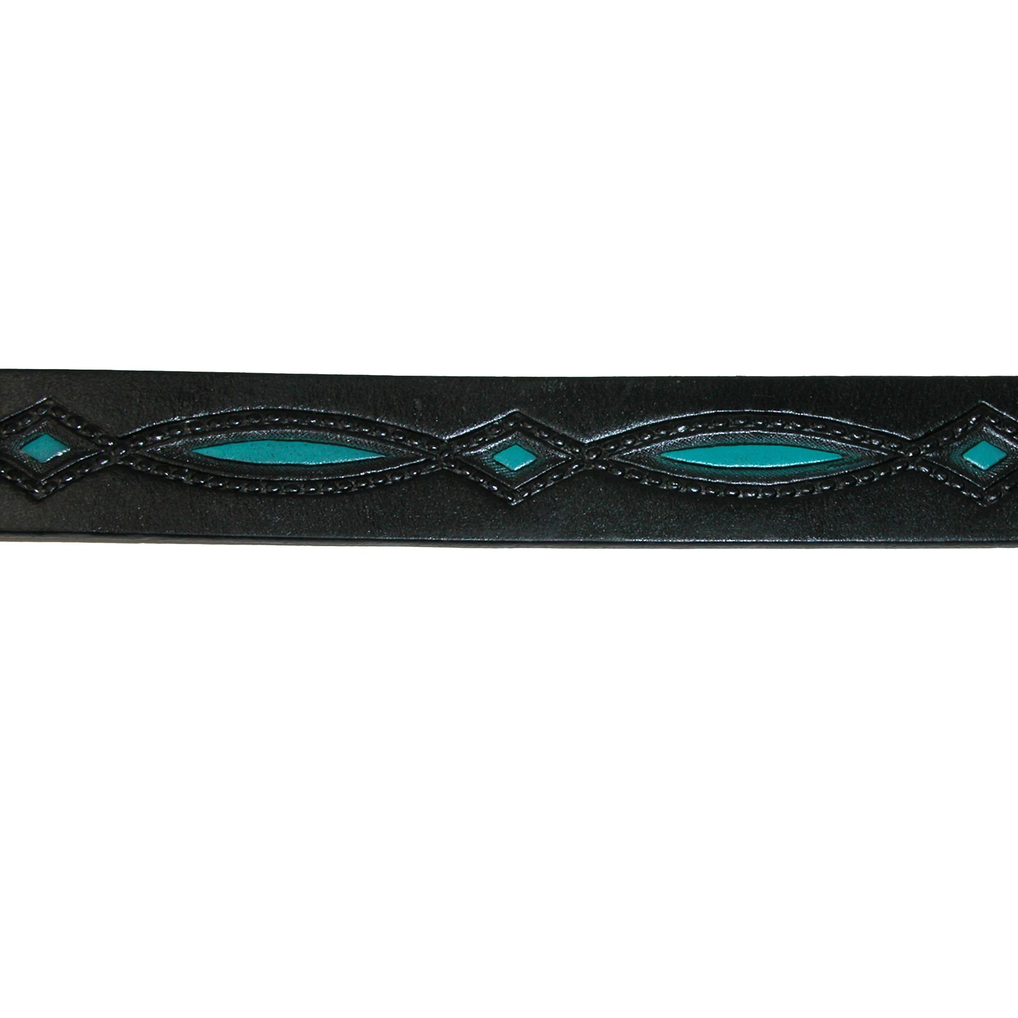 CTM Men's Oil Tanned Leather Belt with Embossed Turquoise Accents