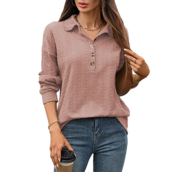 Enchanted Funland Womens Long Sleeve Henley Casual Ribbed Lightweight Tunic Tops