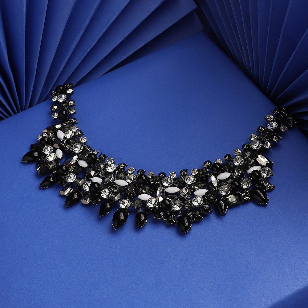 SOHI Women's Onyx Black Party Statement Necklace