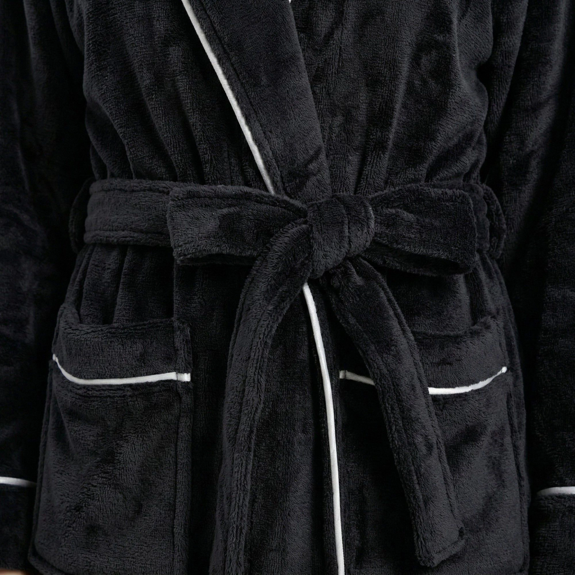 Anna-Kaci Women's Plush Hooded Bathrobe with Waist Tie Belt Long Sleeve Wrap Design and Front Patch Pockets