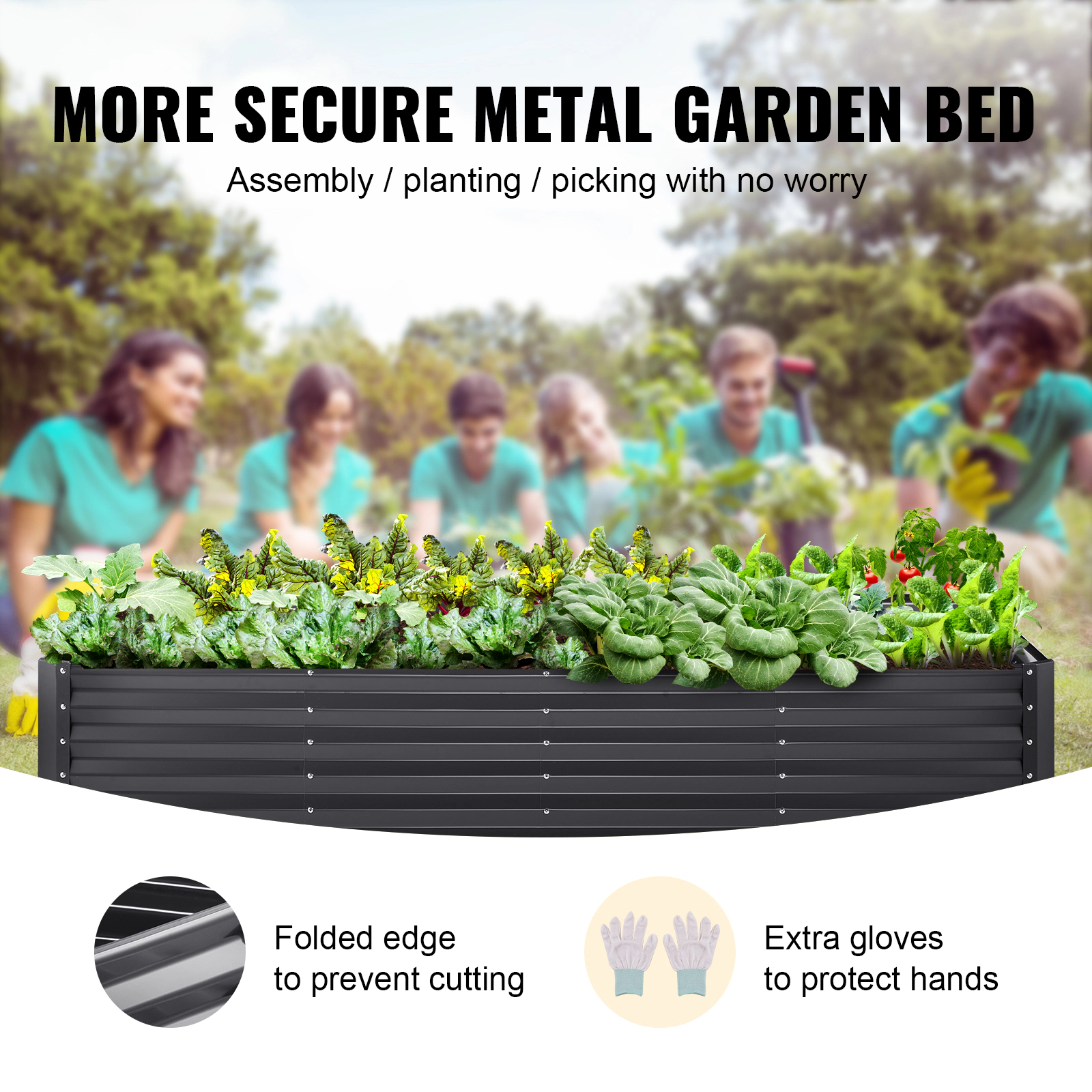 HONGGE Metal Raised Garden Bed Outdoor Galvalume Planter Garden Box Open Bottom Design Large Planter Raised Bed for