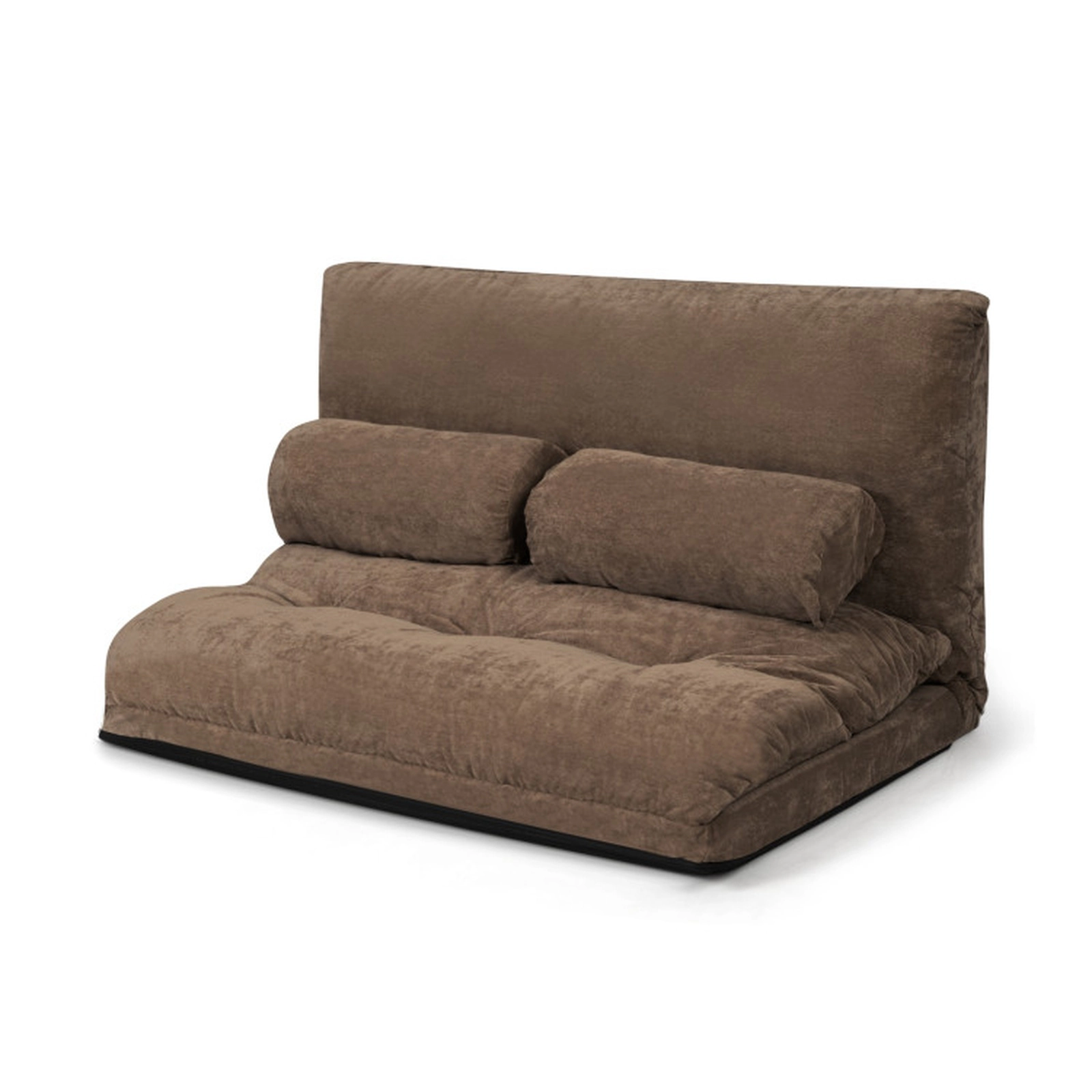 SUGIFT 6-Position 2 Bolster Pillows Corduroy Convertible Floor Sofa Bed 71-in x 42.5-in x 7-in 330-lb Capacity Brown