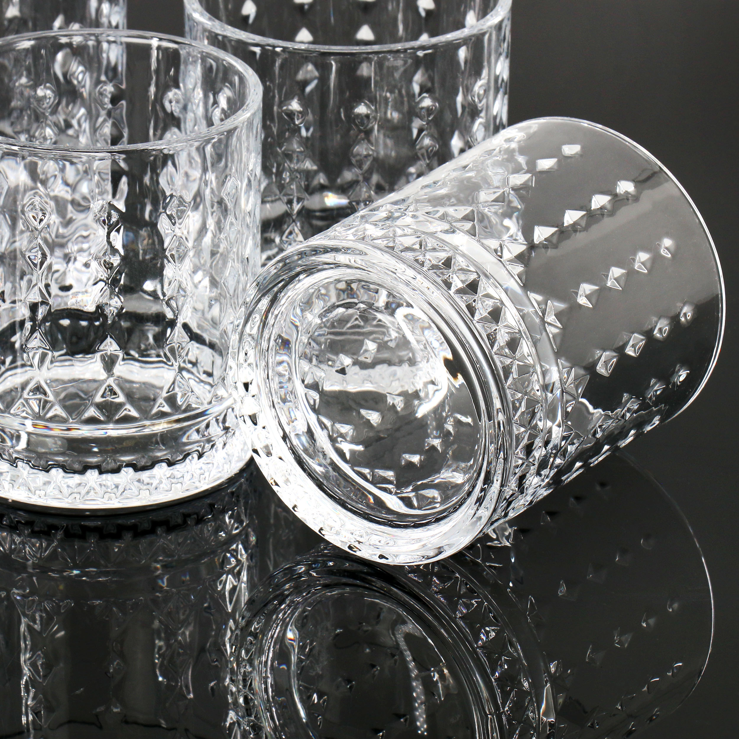 Gibson Home 4 Piece 13 Ounce Teardrop Embossed Double Old-Fashioned Glass Set