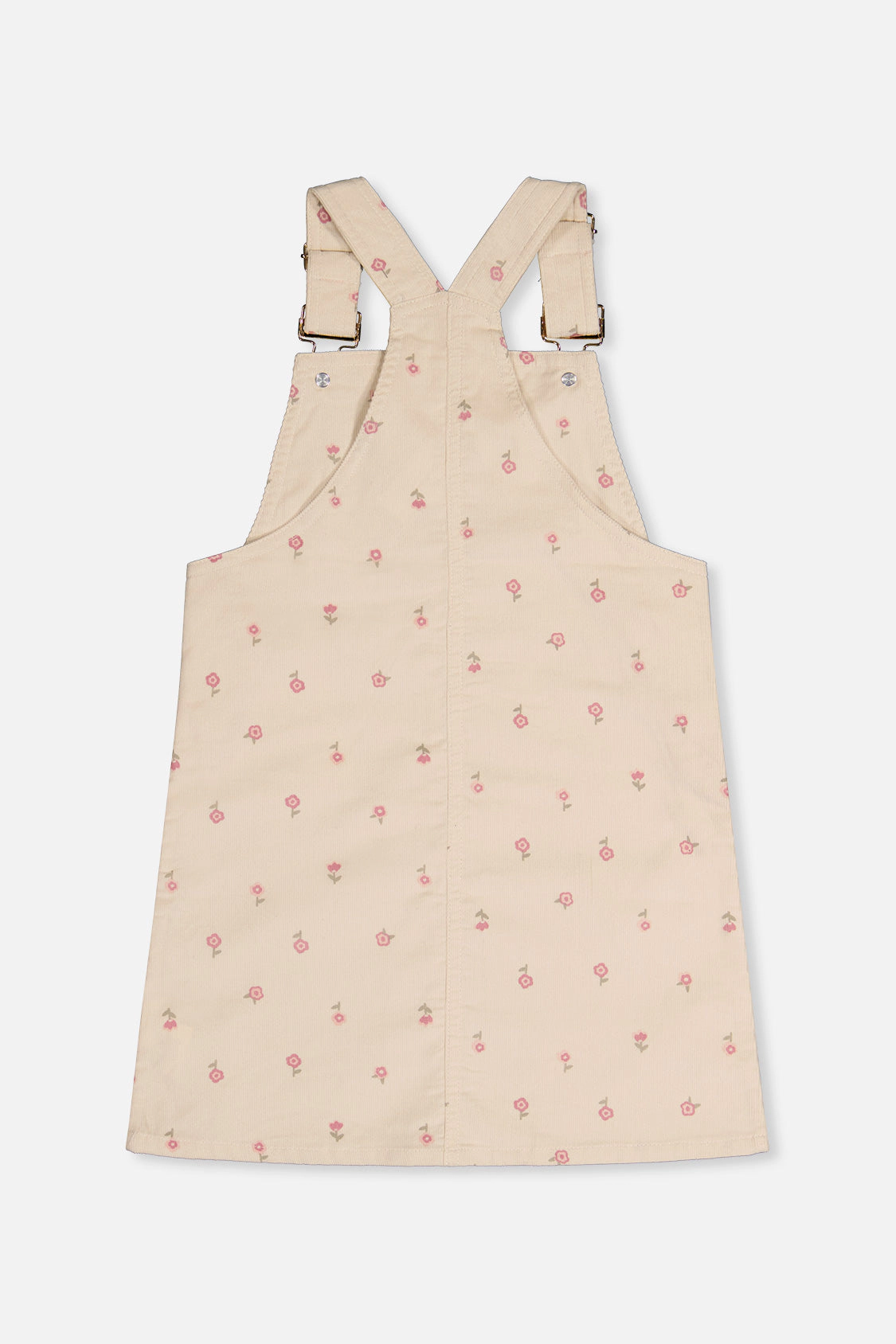 Deux par Girls Floral Print Corduroy Overall Dress