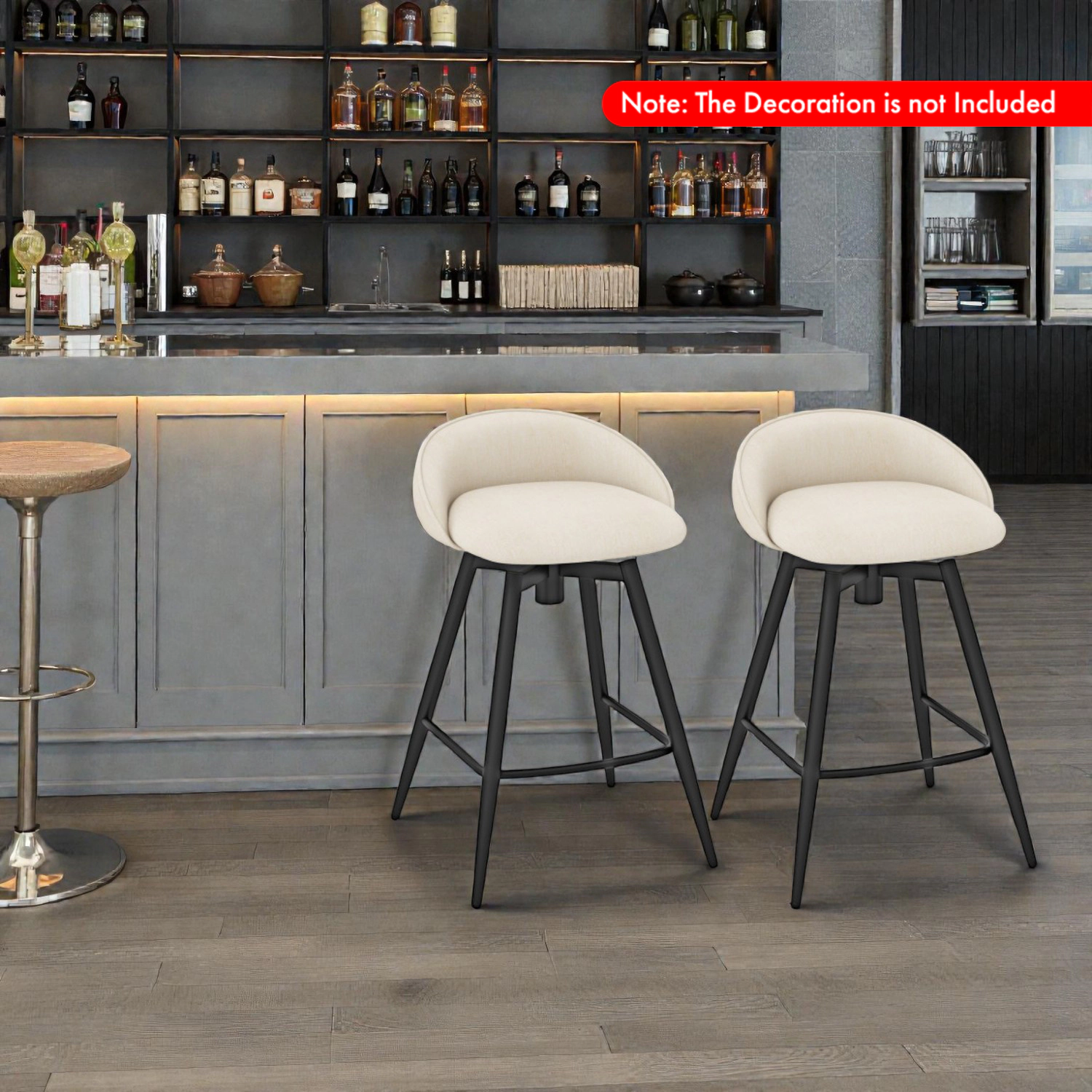 Hivvago Padded Bar Chairs with Supportive Back and Footrest Design - Set of 2