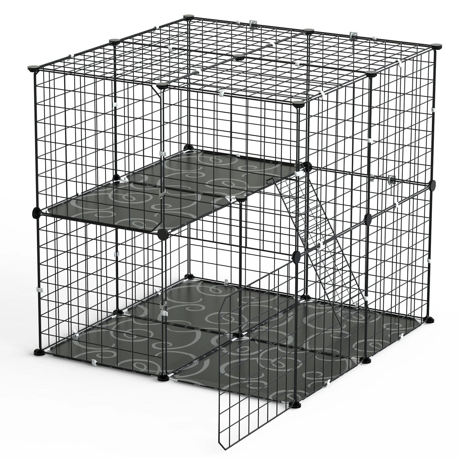 GBruno 2-Tier Cat Cage Playpen With Climbing Ladder