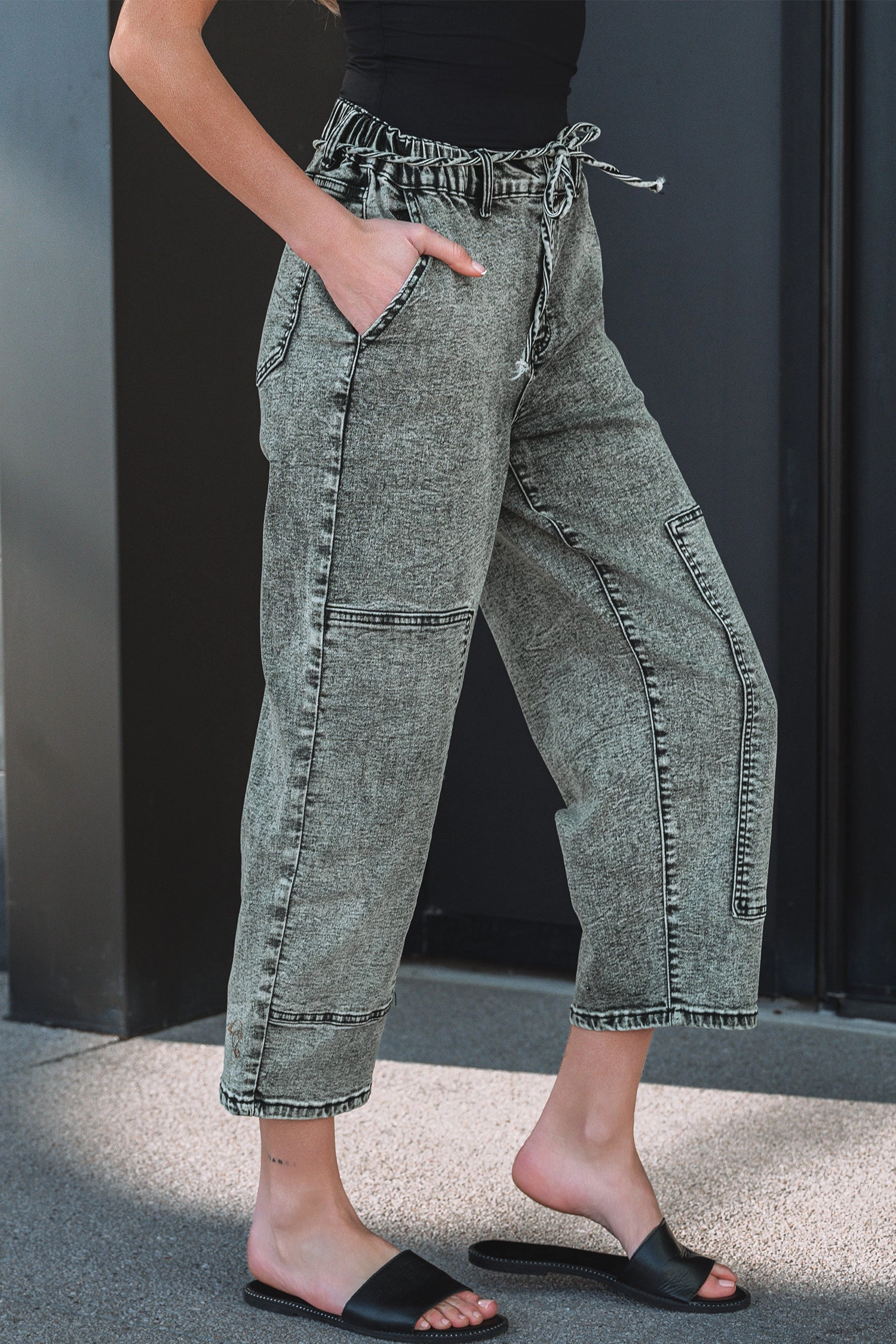 Threaded Pear Women's Mckinley Wash Barrel Fit Pants