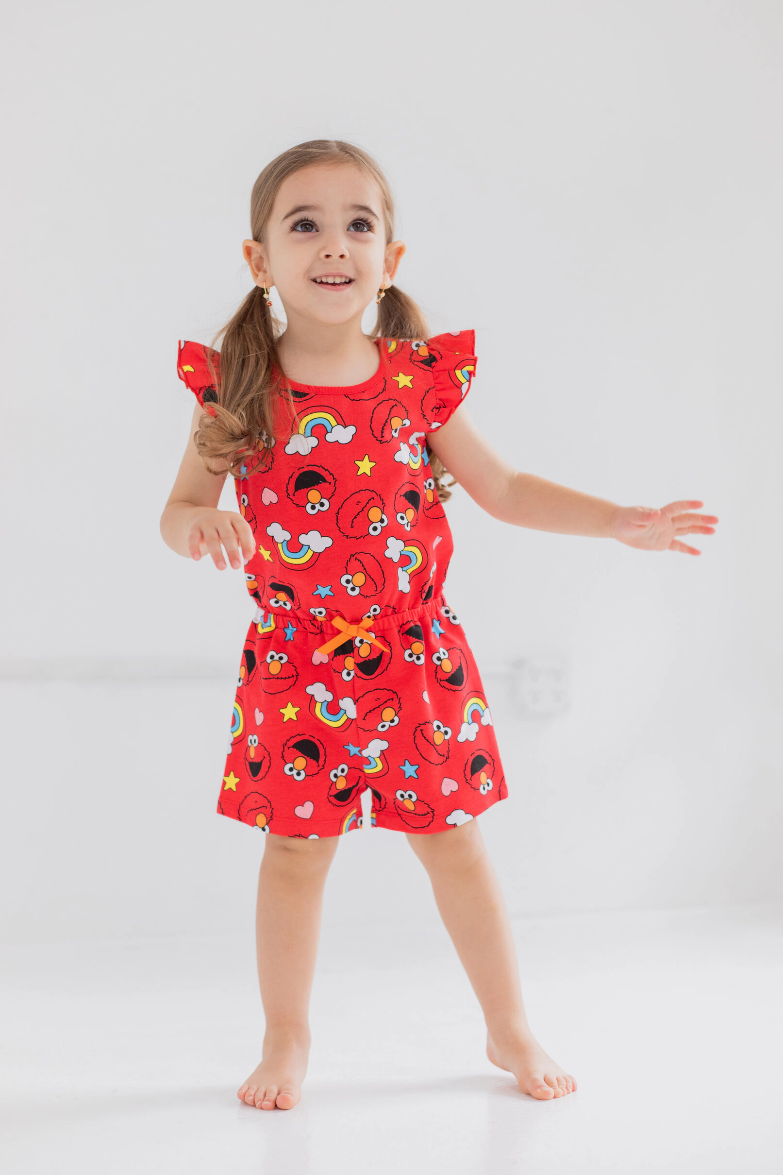 Sesame Street Elmo Girls' Sleeveless One Piece Romper