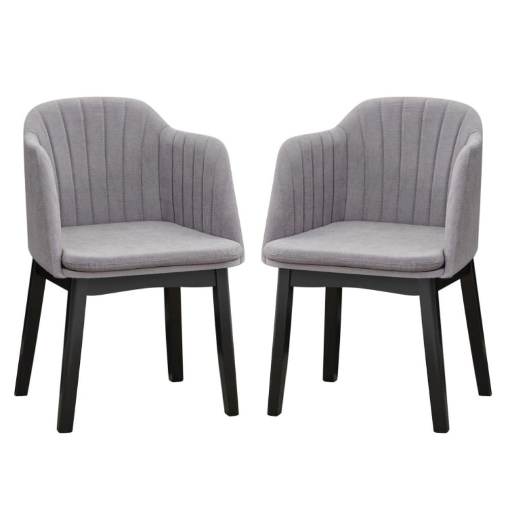 Hivvago Upholstered Velvet Accent Modern Dining Chairs Set of 2 with Curved Backrests-Grey