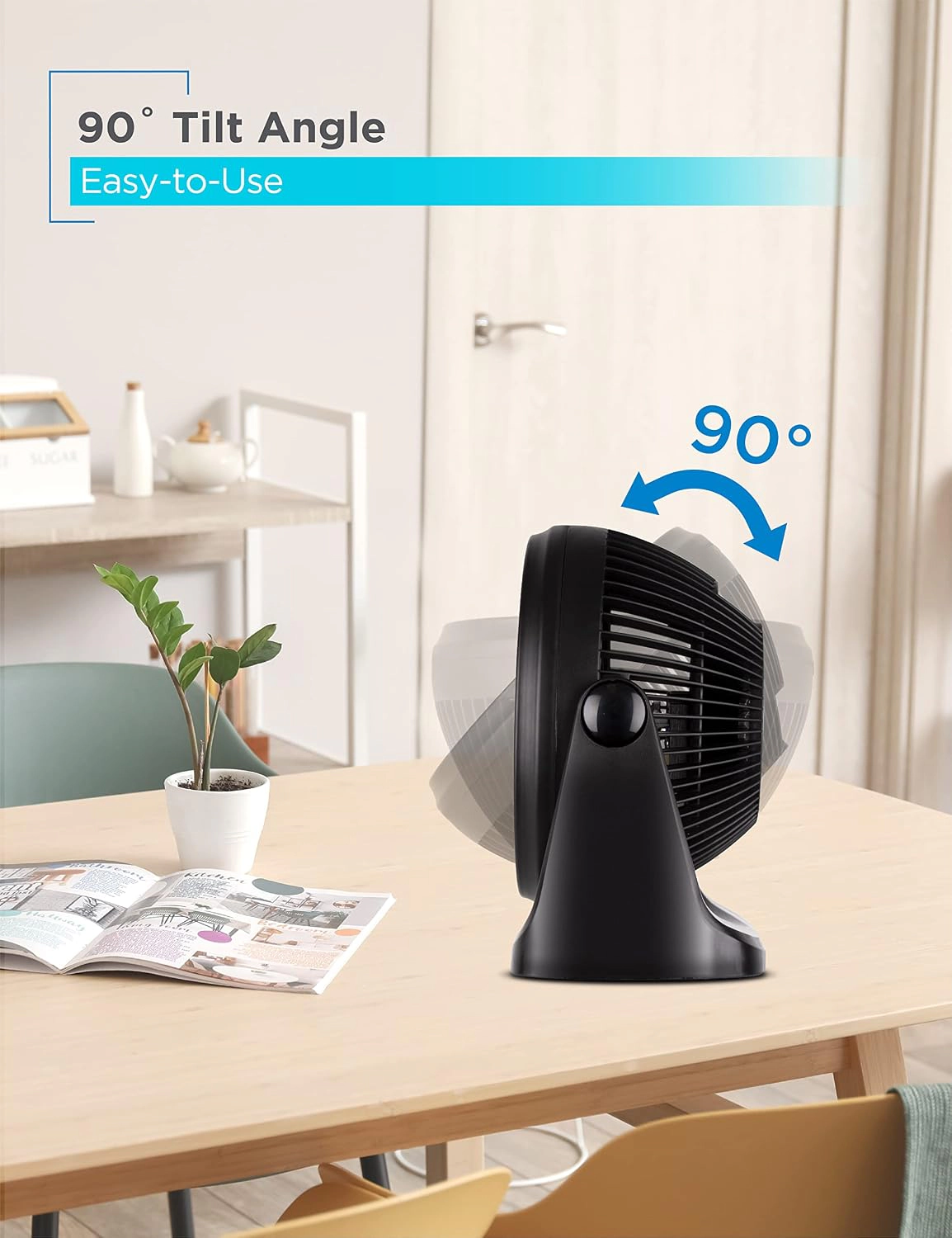 Black+Decker Turbo Portable Desk Fan, 3-Speed, 90° Tilt, 7-Inch, Black